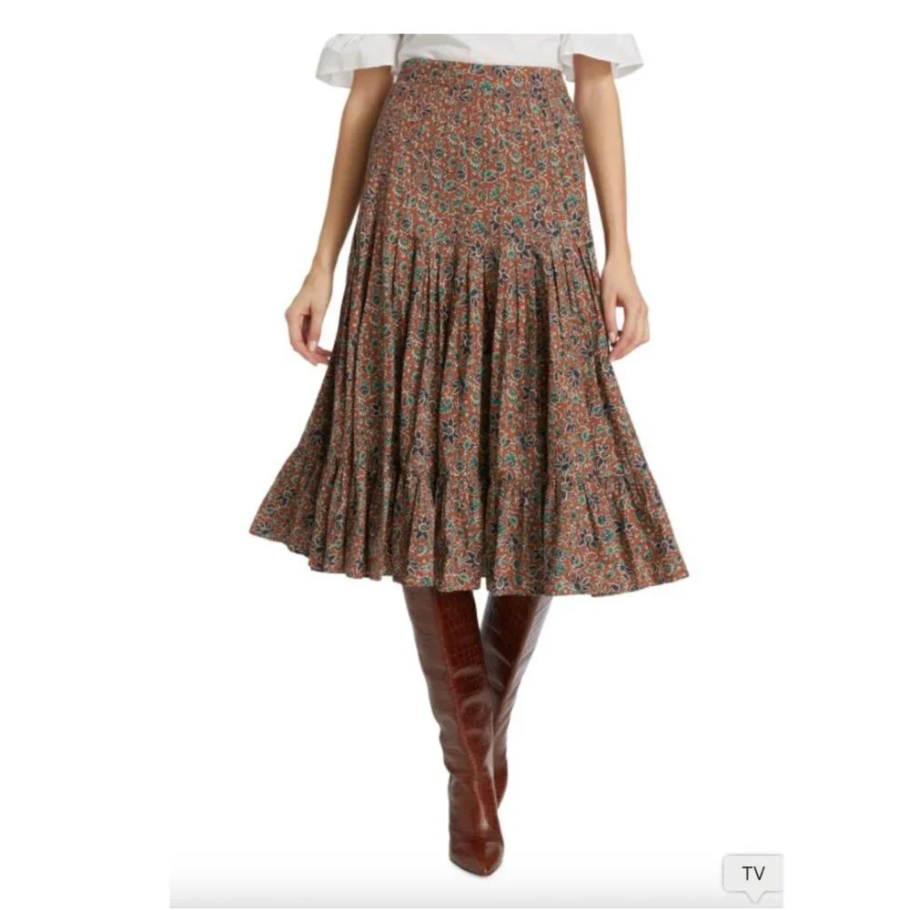 Veronica Beard Paola Tiered Midi Skirt Sz 4